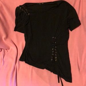 Black Lace-Up Shirt